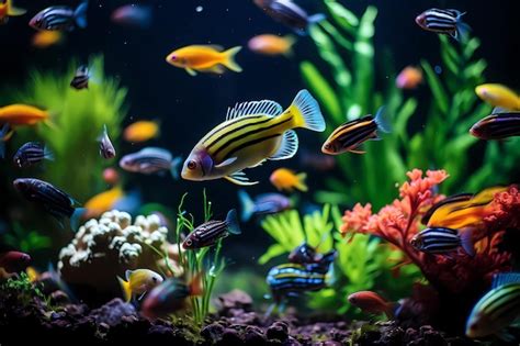 Acuario tropical con peces de colores