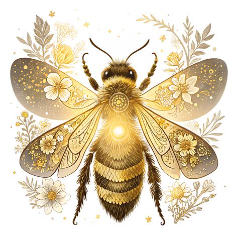 Primer plano de una mascarilla de color dorado con abejas estilizadas