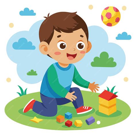 Ilustración de un niño jugando cerca de productos de limpieza