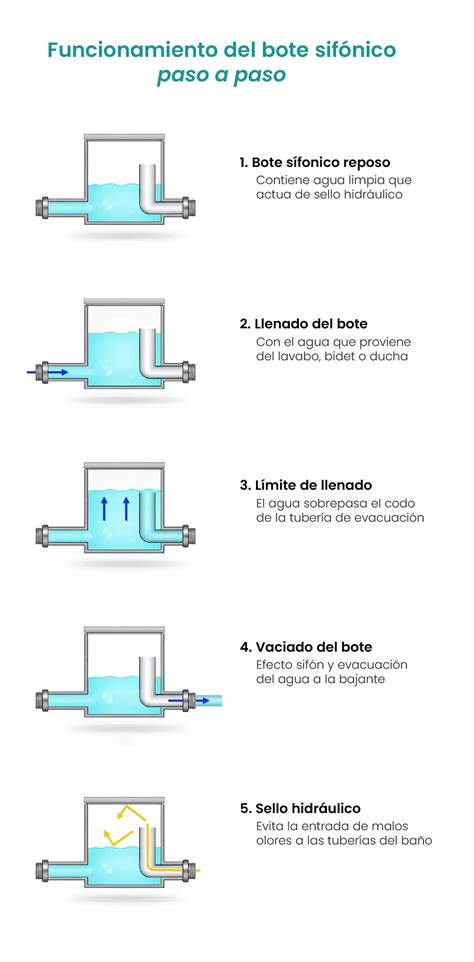 Diagrama de un bote sifónico y su conexión