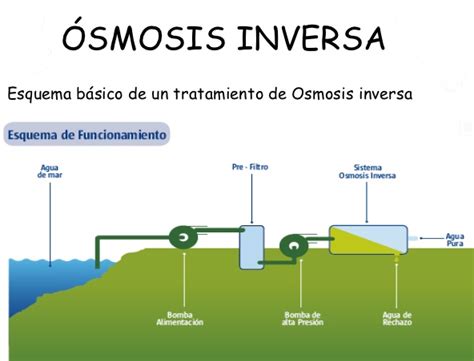 Diagrama explicativo del proceso de ósmosis y ósmosis inversa