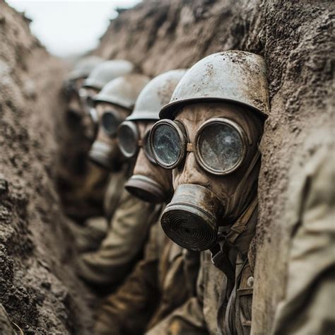 Modelos con máscaras de gas desfilando en un arrozal