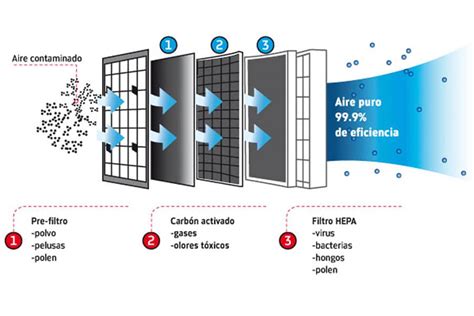 Diagrama comparativo de filtros HEPA y filtros de espuma