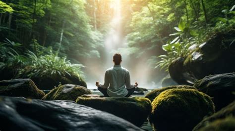 Persona meditando en un entorno natural sereno