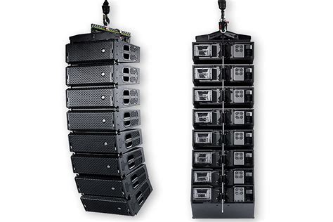 Diagrama de un sistema de sonido Line Array con divisor de frecuencias activo