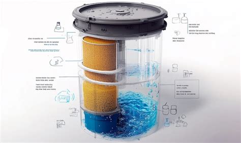 Diagrama de funcionamiento de un filtro de agua en una aspiradora