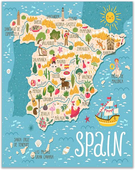 Mapa de España con puntos de interés en Almería