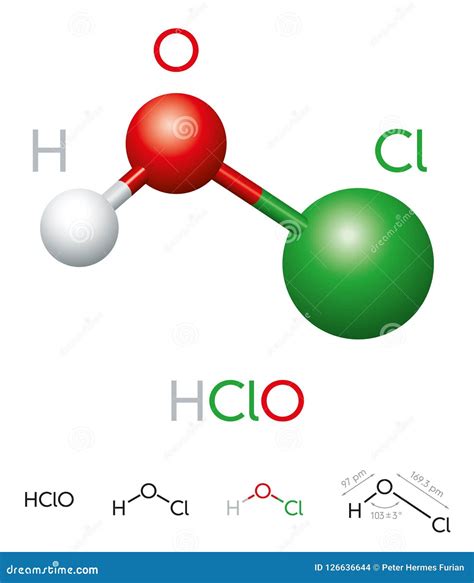 Estructura molecular del ácido hipocloroso (HOCl)