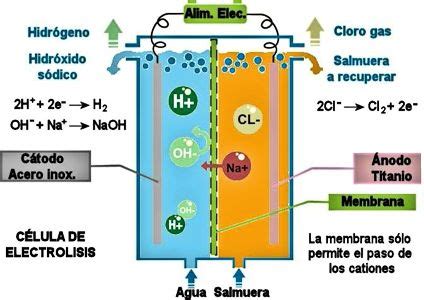 Diagrama de proceso de electrólisis de salmuera para producir hipoclorito de sodio