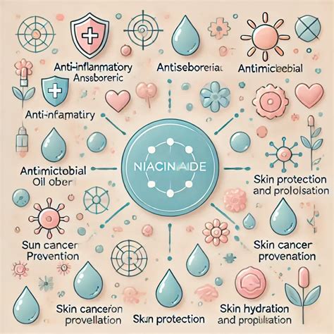 diagrama de la piel mostrando la acción de la niacinamida y los ácidos