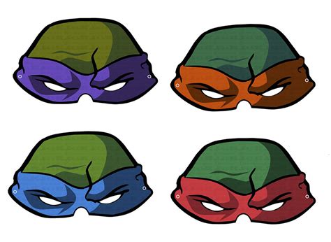 Ilustración de las cuatro Tortugas Ninja con sus antifaces distintivos.