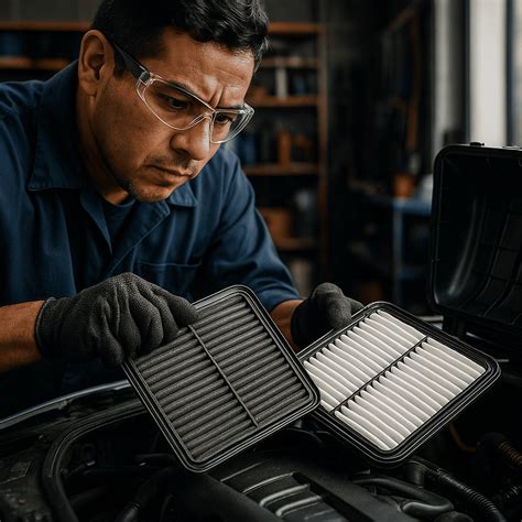 persona cambiando el filtro de aire de una motoazada