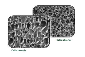 Micrografía de espuma de filtro de aire mostrando la estructura de celda abierta y el tamaño de los poros.