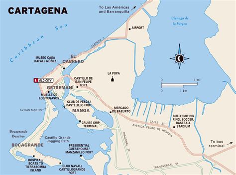 Mapa de Cartagena destacando zonas de servicio