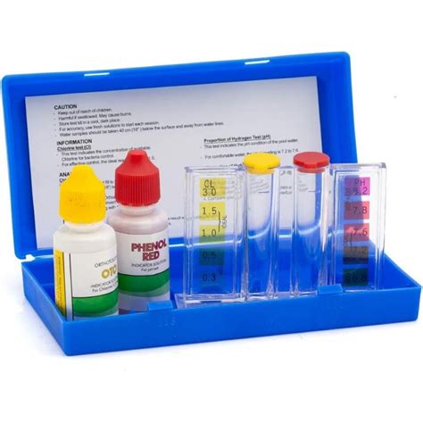 Kit de análisis de cloro y pH con cubetas y reactivos