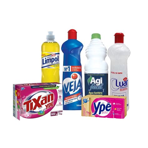 Kit de limpeza doméstica com água sanitária