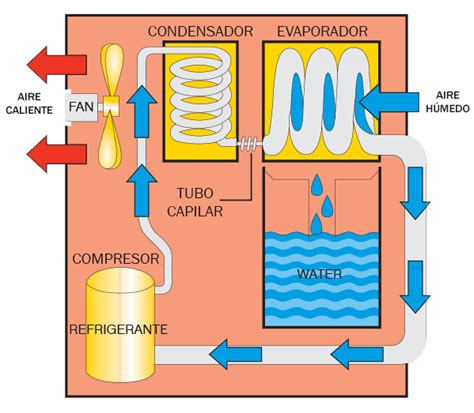 Diagrama de flujo de aire en deshumidificador