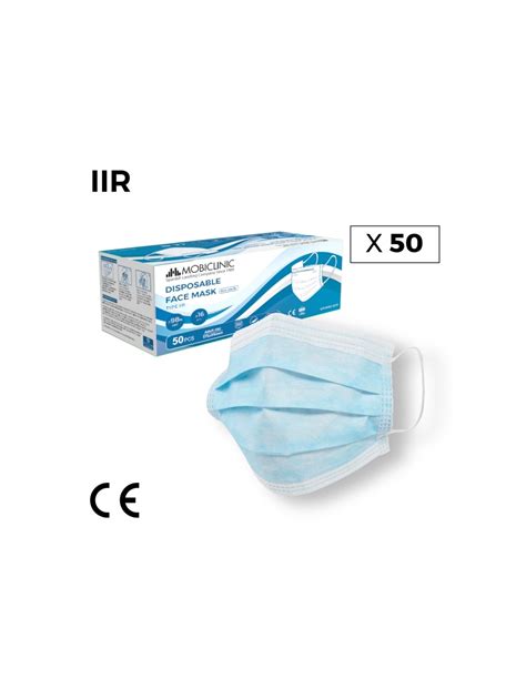 Diagrama mostrando las capas de una mascarilla quirúrgica IIR y sus características de diseño.