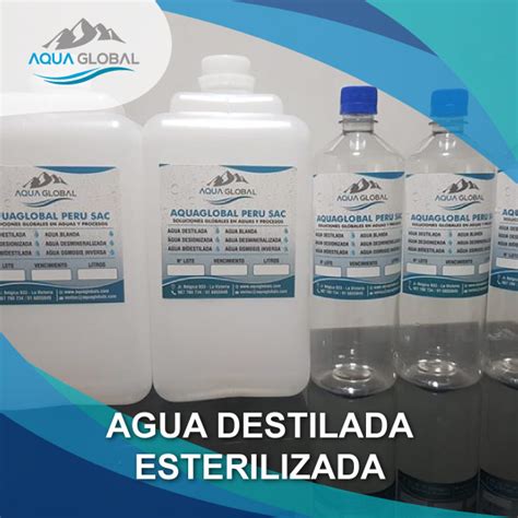 Infografía mostrando las diversas aplicaciones del agua destilada