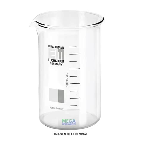 Ilustración de un vaso de precipitado de vidrio con pico vertedor y graduaciones