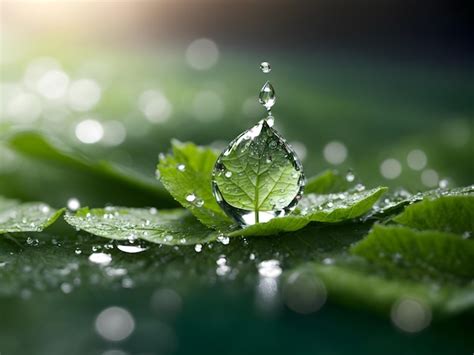 Gota de agua cayendo sobre una hoja verde