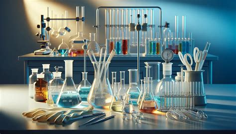 Laboratorio con material de vidrio y equipo