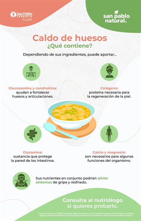 Infografía mostrando los beneficios para la salud del caldo de huesos.