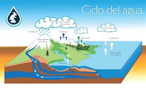 Diagrama que muestra el ciclo del agua con énfasis en la reutilización