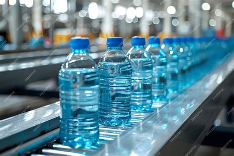 Botellas de agua en una línea de producción