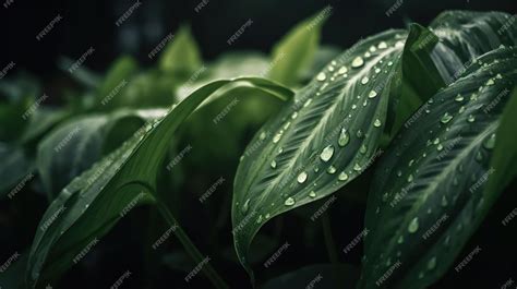 Primer plano de hojas de Poto con gotas de agua