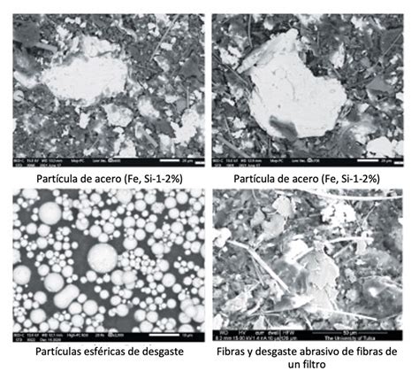 Microscopio mostrando partículas metálicas
