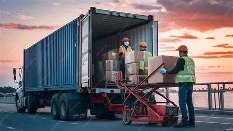 Representación gráfica de un camión de reparto entregando un paquete grande a pie de calle.