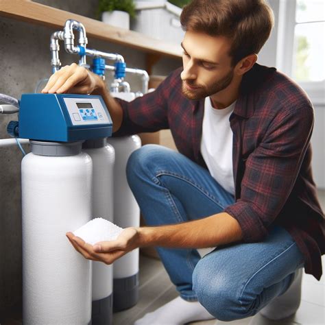 Infografía mostrando los pasos básicos de mantenimiento de un descalcificador de agua.