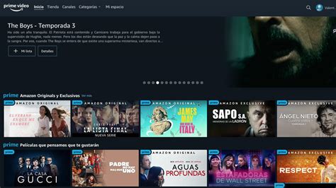 Interfaz de Prime Video con series diversas