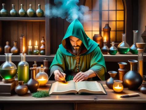 Ilustración alquímica de un laboratorio