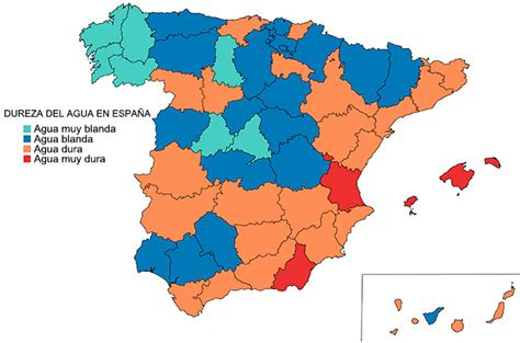 Mapa de dureza del agua en España