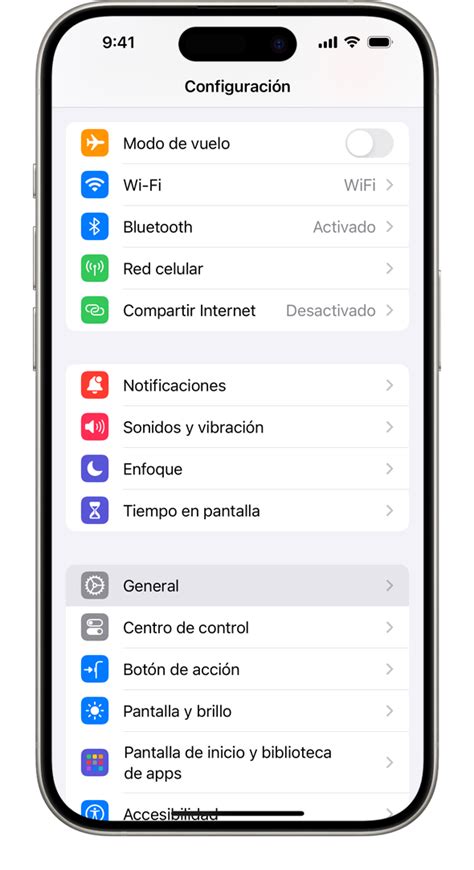Captura de pantalla de la configuración de iPhone mostrando la opción 