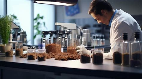 técnico de laboratorio analizando muestras de agua