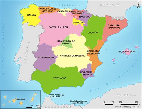 Mapa de España con Comunidades Autónomas
