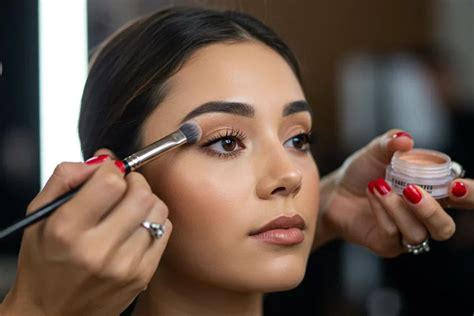 Primer plano de una mano aplicando mascarilla con brocha