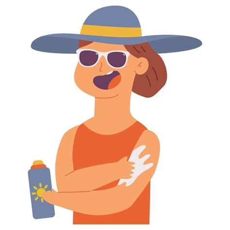 Persona aplicando protector solar con sombrero y gafas de sol