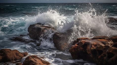 Océano con olas rompiendo en la costa