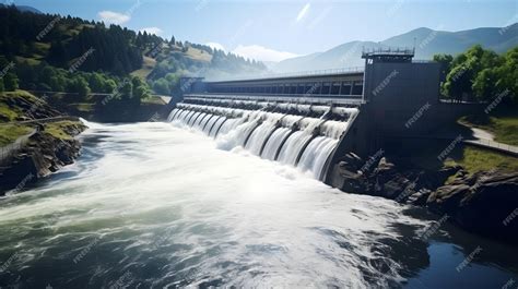 Río con una presa hidroeléctrica