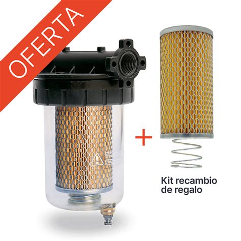 Filtro de gasoil con mangueras conectadas y abrazaderas