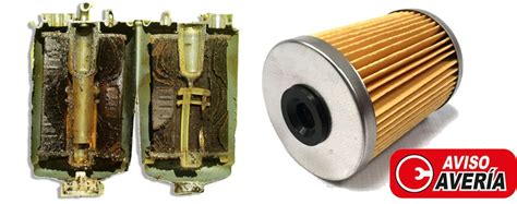 Imagen de un filtro de GLP reemplazado, mostrando suciedad acumulada