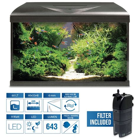 Acuario de 60 litros con filtro externo