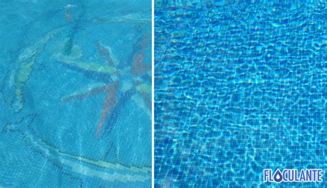 agua de piscina clara después de usar floculante
