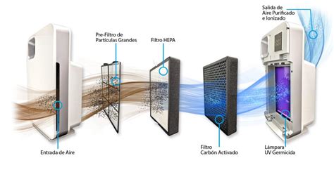 Diagrama de flujo de aire a través de los filtros de un purificador