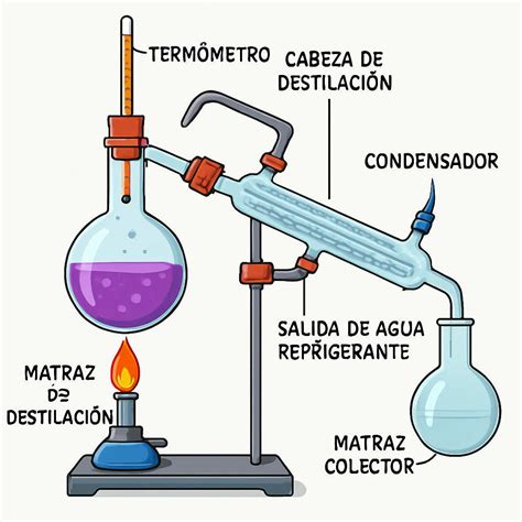 Laboratorio con equipo de destilación