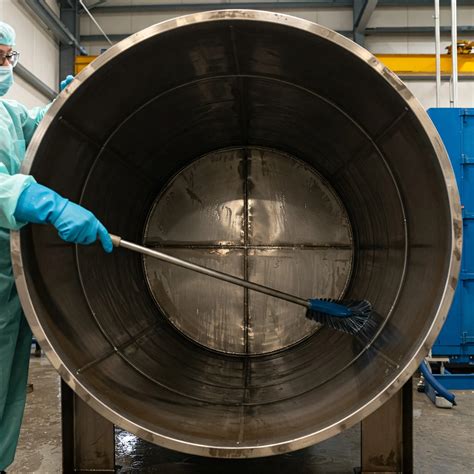 Cepillo largo limpiando el interior de un bidón